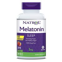 Natrol Melatonin Fast Dissolve Tablets, Helps You Fall Asleep Faster, Stay Asleep Longer, Easy to Take, Dissolves in Mouth, Faster Absorption, Maximum Strength, Strawberry Flavor, 3mg, 200 Count