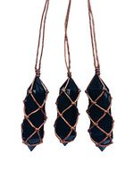 Ripple Stream Braided Knitted Obsidian Crystal Healing Chakra Pendant Hand Braided Necklace Protection Negative Energy Cleanser Natural Stress Aid Soothe Mind Emotions (Braided Obsidian)