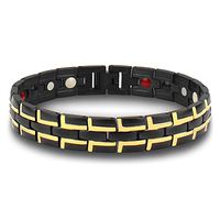 PINGMAI Bracelet Titanium Alloy Four-in-one Magnet Bracelet relieves Pain 21cm ×1.2cm Black + Gold