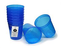 Rolling Sands 16 Ounce Reusable Plastic Stadium Cups Translucent Blue, 8 Pack, Made in USA, BPA-Free Dishwasher Safe Plastic Tumblers
