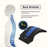 Lower Back Stretcher with Magnetic Acupressure Points Multi-Level Back Massager Lumbar for Pain Relief Chronic Herniated Disc Sciatica Scoliosis Spinal Back Stretcher for Relieve Back Pain Dark Blue