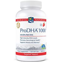 Nordic Naturals ProDHA 1000 - Fish Oil, 410 EPA mg, 960 DHA mg, Targeted Intensive Support for Neurological Health, Mood, Memory, and Healthy Vision*, Strawberry, 120 Soft Gels
