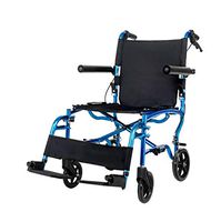 XRX Folding Wheelchair Lightweight Portable Transport Chair with Hand Brakes Solid Tires Comfortable Armrest 16x17 Seat Heavy Duty 220lbs Swing Away Foot Rrests for Men and Women (Blue)