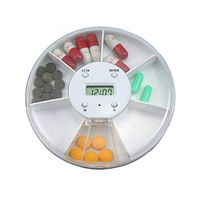 BOLLAER Portable 7 compartments Alarm Clock Pill Dispenser Alarm Clock Pill Dispenser Pill Box Electronic Medication Reminder