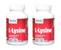Jarrow Formulas L-Lysine Essential Amino Acid for Protein Metabolism Dietary Supplement - 500 Milligrams - 100 Capsules (Pack of 2)