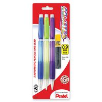 Pentel Cometz Automatic Pencil with Lead, 0.9mm, Assorted Barrels, 3 Pack (AX119LBP3)