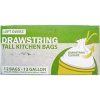 13 Gallon Tall Kitchen Drawstring Garbage Bags Case Pack 48