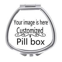 Cecillia Customize Personalized Piil Box Case Decorative Boxes Rectangular Pill Box Medicine Tablet Holder Wallet Organizer Case for Pocket or Purse (Silver Fan)