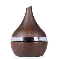 EORBIW Essential Oil Diffuser, 300ml Wood Grain Aromatherapy Diffuser Cool Mist Humidifier with Color LED Lights Changing for Bedroom Office Home Baby Room Yoga (Brown)