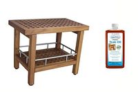 AquaTeak Patented 24" Grate Teak & Stainless Shower Bench with Shelf & AquaTeak Premium Teak Oil