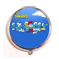 Lingerin The Smurfs Custom Round Silver Pill Box Pocket Medicine Tablet Holder Organizer Case for Purse