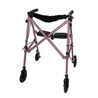Able Life Space Saver Rollator, Lightweight Folding 4 Wheel Rolling Walker for Seniors with Compact Travel Seat and Locking Brakes, Regal Rose