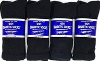 Creswell Diabetic Socks, 1 Dozen Pairs, Crew Length, Size 13-15 X-Large, Black