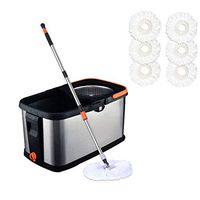 MOP THBEIBEI Spinning and Bucket Set Hand Pressure Dry and Wet Dual Use Separable Adjustable Stainless Steel with Replacement Microfiber Heads4/6 (Size : 6 Heads)