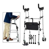 Walkers Elderly Adjustable Aluminum Alloy Rehabilitation Crutch Elderly Armrests Bathroom Chair Walking Rehabilitation Equipment (Color : Silver, Size : D)