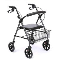 Walkers Shopping Basket Aluminum Alloy Double Armrest Folding Belt Wheel Elderly Disabled Walking Auxiliary Four-Legged Stick 67cm60cm87cm MUMUJIN