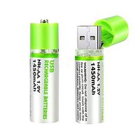 Festnight 2PCS 1.2V AA 1450mAh USB Rechargeable Battery Ni-MH Charging Battery Pre-Charged for Toy Remote Control Computer Mouse Alarm