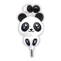 Retractable Cute Earbuds 3.5mm Cartoon Cat Panda for iPhone/Samsung/Mp3 Headphones/Earphones(White/Black)