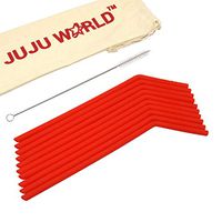 10 RED TUMBLERS Straws - Reusable Silicone Straws for 30 and 20 oz Yeti - Flexible Easy to Clean + Extra Long Brush - BPA Free, No Rubber Taste Drinking