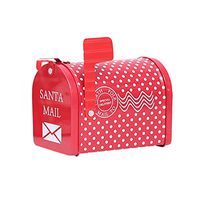 FineInno Christmas Tinplate Tins Jar Mailbox Shape Candy Box Sweetie Case Storage Can Cups for Tea,Coffee,Jewelry,Party Favors,and Gifts (Style 1)