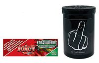 Herb Airtight Container Fresh Kettle with Juicy Jay's Strawberry 1.25 Flavored Hemp Rolling Papers 1 Count DC Crafts Nation- Middle Finger