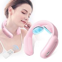 Electric Neck Massager, Smart Remote Control Portable 3D Neck Massage Equipment, Use at Home, Car, Office and Travel Pink