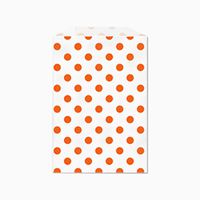 Orange Polka Dot White Middy Bitty Flat Paper Bags 5 X 7 1/2 Inches Set of 25 Bags