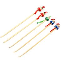 uxcell Cartoon Doll Detail Bamboo Earwax Removers Cleaning Earpicks 5 Pcs