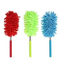 Vosarea 3Pc Microfiber Duster Easy Grip Extendable Long Handle Duster Cleaner for Ceiling Fans Blinds Furniture Cars (Red Blue Green)