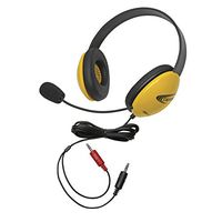 Califone 2800YL-AV Listening First Stereo Headset with Dual 3.5mm Plugs, Yellow, Adjustable Headband for Personalized Fit, Noise-reducing Circumaural Earcups, Noise Canceling Mic