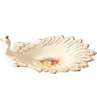 AXZHYX Bowl Fruit Plate, European Fruit Plate Living Room Coffee Table Decoration Peacock Home Modern Ceramic Fruit Plate Creative Home Decorations Hotel Tableware Home Noodles Boiled Fish Soup Bowl