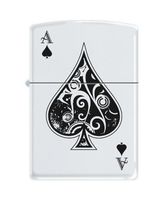 Zippo "Ace of Spades" White Matte Lighter, 9131