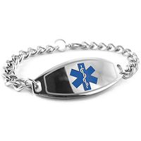My Identity Doctor - Custom Engraved Medical ID Bracelet, 5mm 316L Steel Teen, Adult Medium - Blue - Wrist Size 7.5 Inch
