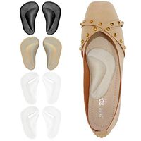 Gel Arch Support Cushions for Men & Women, Shoe Insoles for Flat Feet, Reusable Arch Inserts for Plantar Fasciitis, Adhesive Arch Pad for Relieve Pressure and Feet Pain- 4 Pairs (3 Colors)