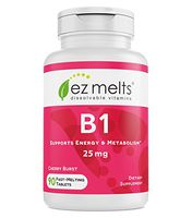 EZ Melts B1 as Thiamine, 25 mg, Immune Support, Sublingual Vitamins, Vegan, Zero Sugar, Natural Cherry Flavor, 90 Fast Dissolve Tablets