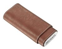 Personalized Visol Brown Leather Three Cigar Case with Free Laser Engraving