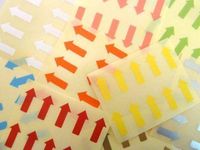 Minilabel 80 Labels , 20X10mm Arrows , Removable / Low Tack Adhesive , Mixed Colour Code Stickers
