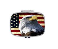 American flag and bird Rectangular pill box/pill case- 2 Compartments for Keeping Pills Separate pill box/pill case