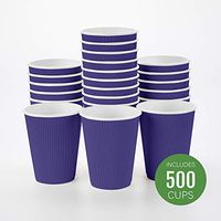 Insulated Paper Coffee Cups - Ripple Wall - Royal Purple - 12 oz - 500ct Box - MATCHING LIDS SOLD SEPARATELY: RWA0360B, RWA0360W, RWA0328LG, RWA0328GR, RWA0328HP, RWA0283W, RWA0283B