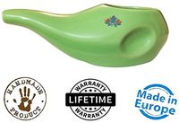 Sattvic Path Ergonomically Designed Hand-made Ceramic Neti Pot, Seafoam Green