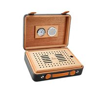 HENGTONGTONGXUN Cigar Box Set Cigar Box Portable Travel Set Cigar Moisturizing Cigarette Case Black Can Hold 25 Cigars [Without Cigar]
