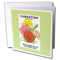3dRose Carnation Double Mixed Seed Packet from Huth Seed Company - Greeting Cards, 6 x 6 inches, set of 6 (gc_169689_1)