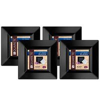 Squarete 9.5'' inch Black Dinner Square Party Plates Hard Plastic Elegant Disposable 10 Square Dinner Plates Per Package Pack of 4