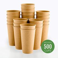 500-CT Disposable Kraft 16-oz Hot Beverage Cups with Double Wall Design: No Need for Sleeves - Perfect for Cafes - Eco Friendly Recyclable Paper - Insulated - Wholesale Takeout Coffee Cup