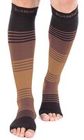 Doc Miller Premium Open Toe Compression Sleeve Dress Series 1 Pair 20-30mmHg Strong Support Graduated Sock Pressure Sports Running Recovery Shin Splints Varicose Veins (BlackBrownTan, Large)