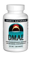 Source Naturals DMAE, Dimethylaminoethanol Bitartrate - Supports Mental Concentration - 200 Tablets
