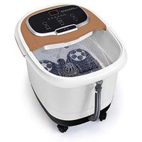 Giantex Foot Spa Bath Massager w/Heat, Water Shower Adjustable in Angles, Motorized Shiatsu Massage Balls & 2 Maize Rollers, Time & Temper Control, LED Display, Home Pedicure Foot Bath Tub, Brown