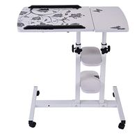 Height Adjustable Overbed Table Laptop Cart Computer Table, Food Tray Desk, Moveable Rolling Medical Table, Medical Adjustable Tilt Overbed Bedside Table with Wheels for Hospital and Home Use, Black