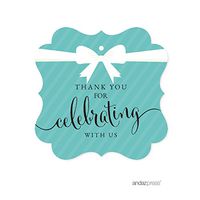 Andaz Press Fancy Frame Gift Tags, Party & Co Thank You for Celebrating with US, 24-Pack, for Themed Party Favors, Gifts, Decorations