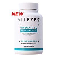 Viteyes Omega-3 TG Eye & Heart Health Supplement, Natural Triglyceride Fish Oil Formula, 60 Softgels